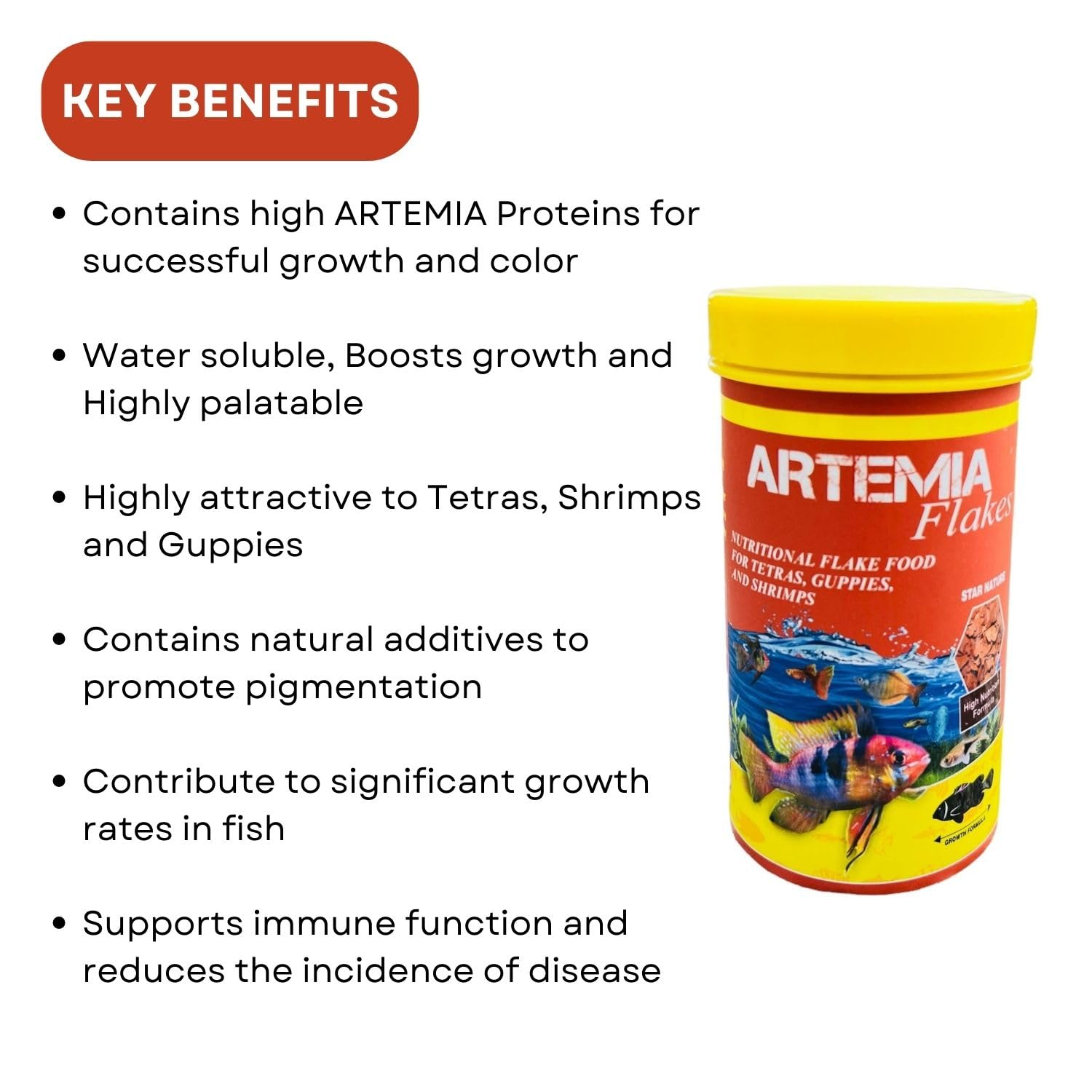 SF+ Artemia Flakes Fish Food | Nutritional Flake Food for Tetras, Guppies and Shrimps | Originally from TUNAI Store (25gms, Flakes)