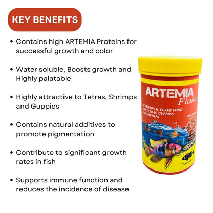 SF+ Artemia Flakes Fish Food | Nutritional Flake Food for Tetras, Guppies and Shrimps | Originally from TUNAI Store (25gms, Flakes)