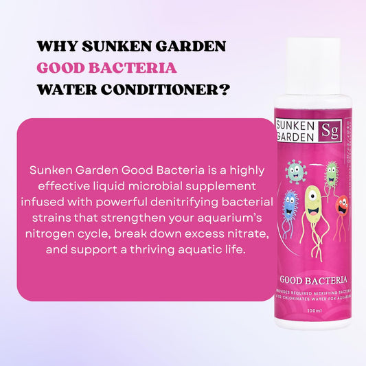 Sunken Garden Good Bacteria Aquarium Water Conditioner | Premium Denitrifying Bacteria for Water Clarity & Bio Stability | Safe for Shrimp & Invertebrates (100 ml)