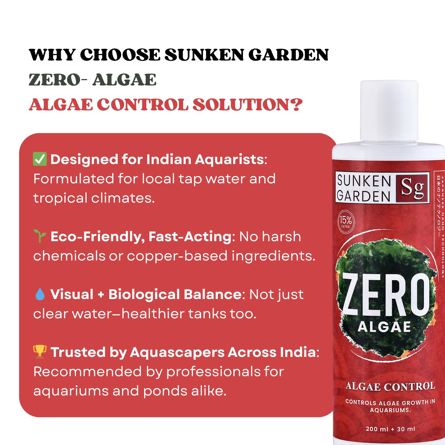 Sunken Garden Zero Algae | Algae Control Solution (200 ml + 30 ml)