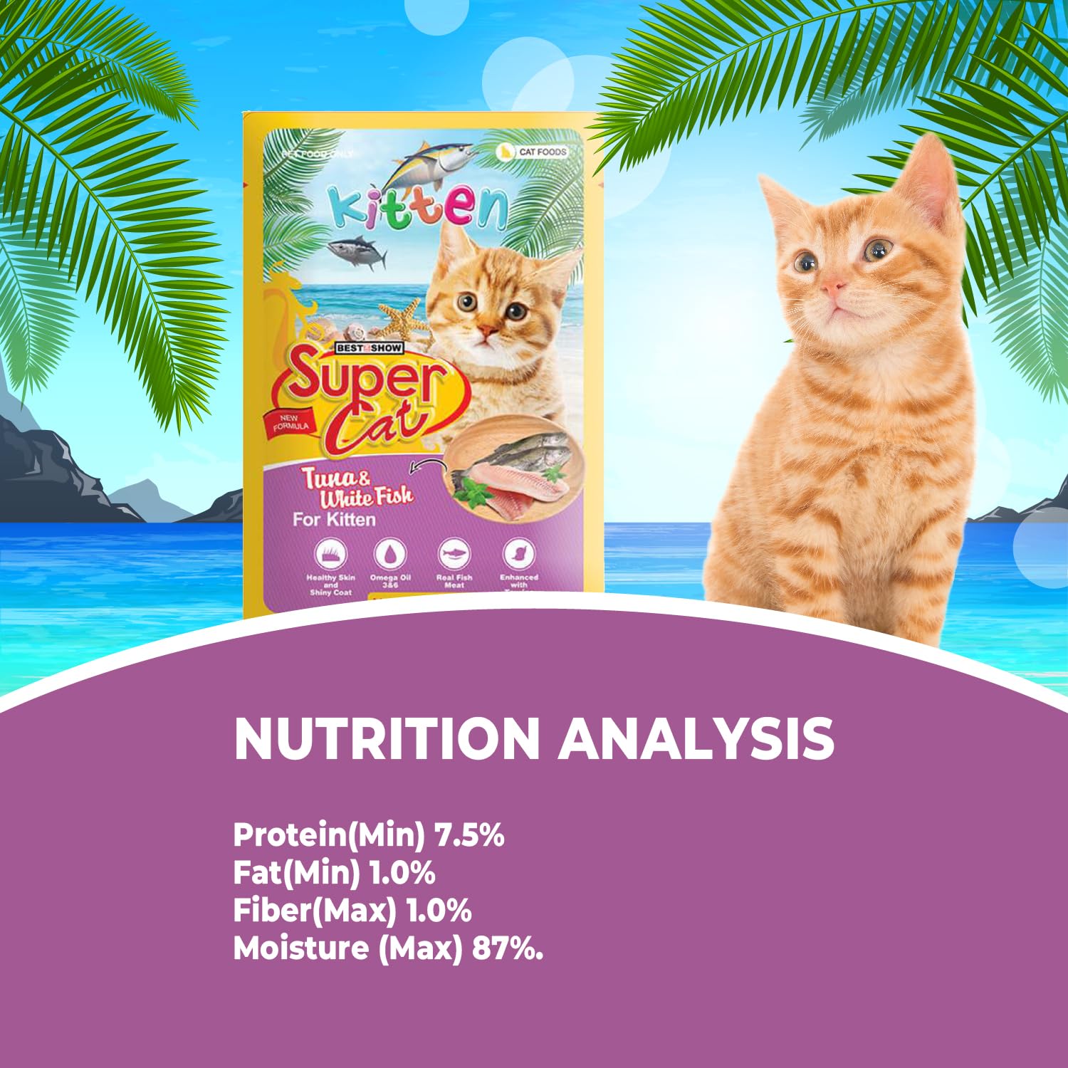 TUNAI SUPERCAT White Fish & Tuna Special Wet Gravy Daily Diet Food For Kittens (PACK OF 12X80g) With the goodness of Protein Fat Rich Sardines, White Fish, Tuna And Taurine, Supports Healthy Skin Coat