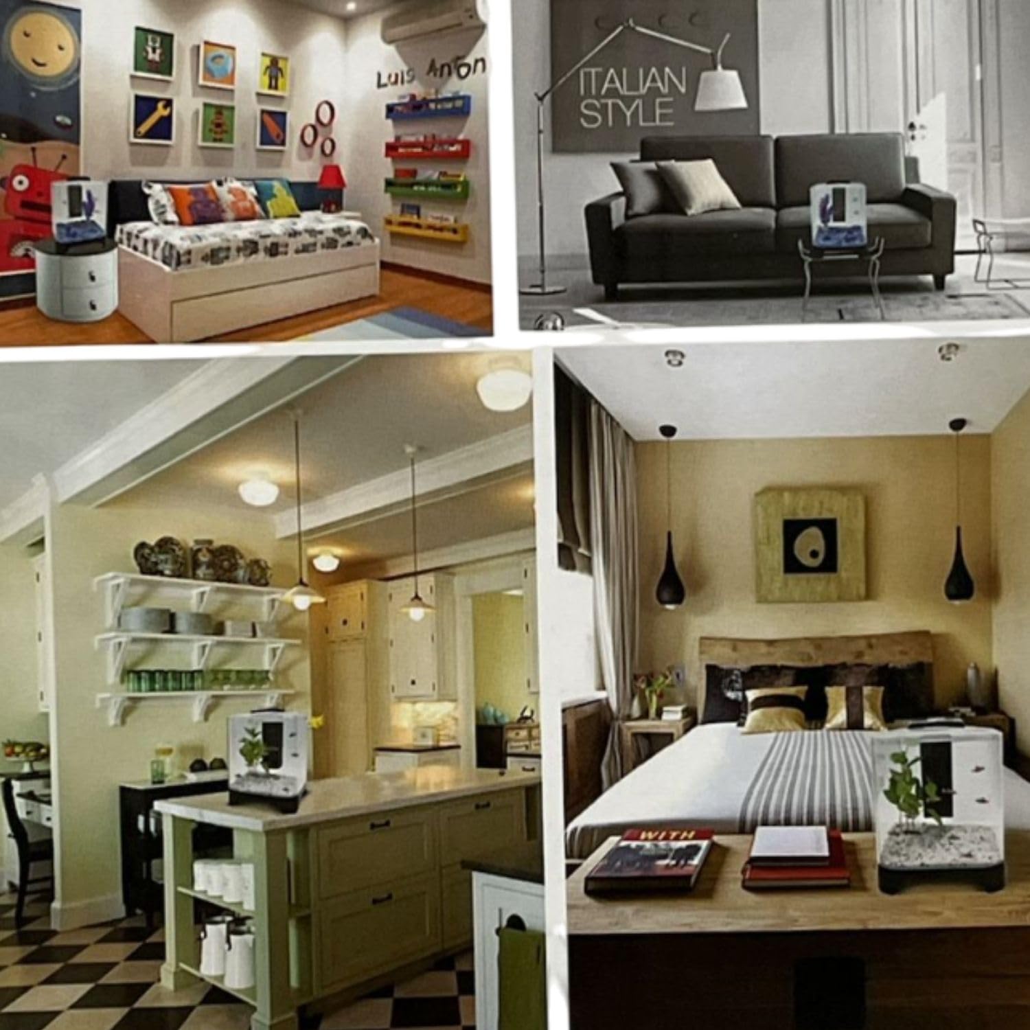 Dophin BT-111 Mini Aquarium Fish Tank | Unique Design | Complete 3-in-1 Kit | Includes Crystal Clear Tank, Filtering System and LED Light | Capacity - 5.6L Fish Tank (Original from Tunai Store)