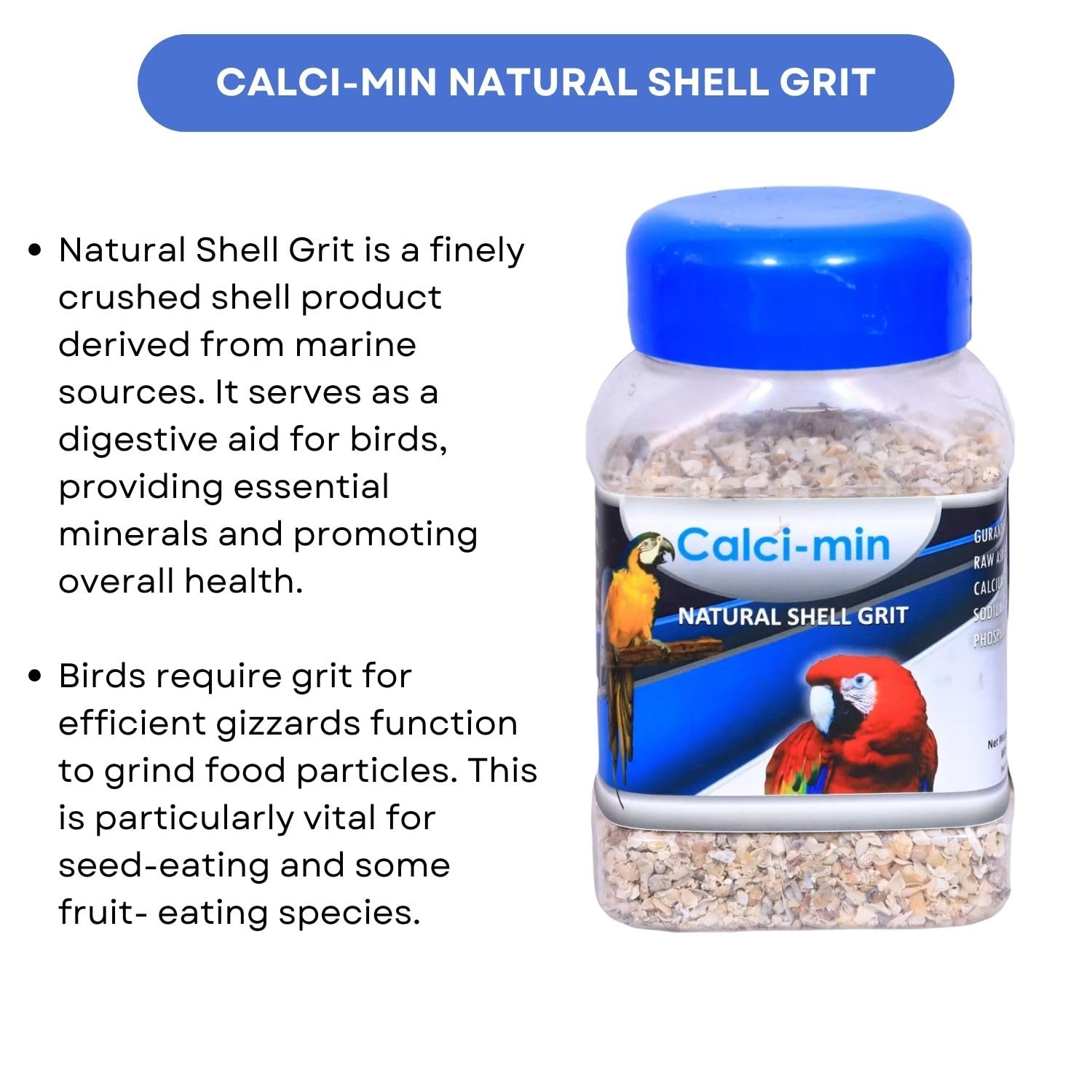 SF+ Calci-min Natural Shell Grit Bird Supplement | Rich Calcium Source for Birds' (1 Kg)