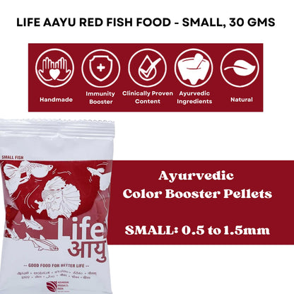 Life AAYU Red Fish Food (Pack of 2, 30g X 2) | Ayurvedic Color Booster with Anchovy & Paprika | (Small, 30 GMS)