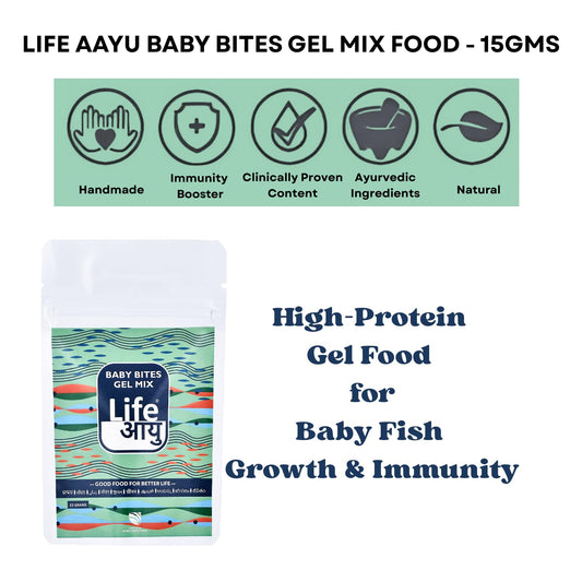 Life AAYU Baby Bites Gel Mix Fish Food | High-Protein Gel Food for Baby Fish Growth & Immunity | with Digestive Enzymes (15 GMS)
