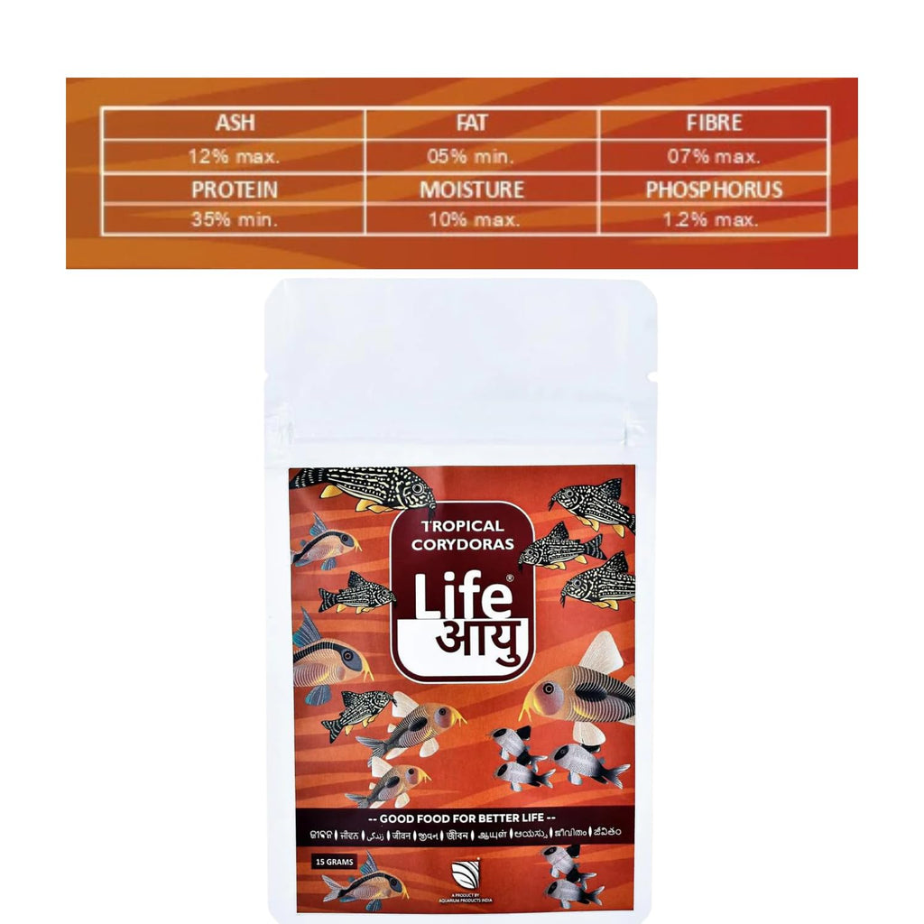 Life AAYU Tropical Corydoras Aquarium Fish Food | Immunity & Metabolism Booster | Ayurvedic Handmade Feed (15 GMS)