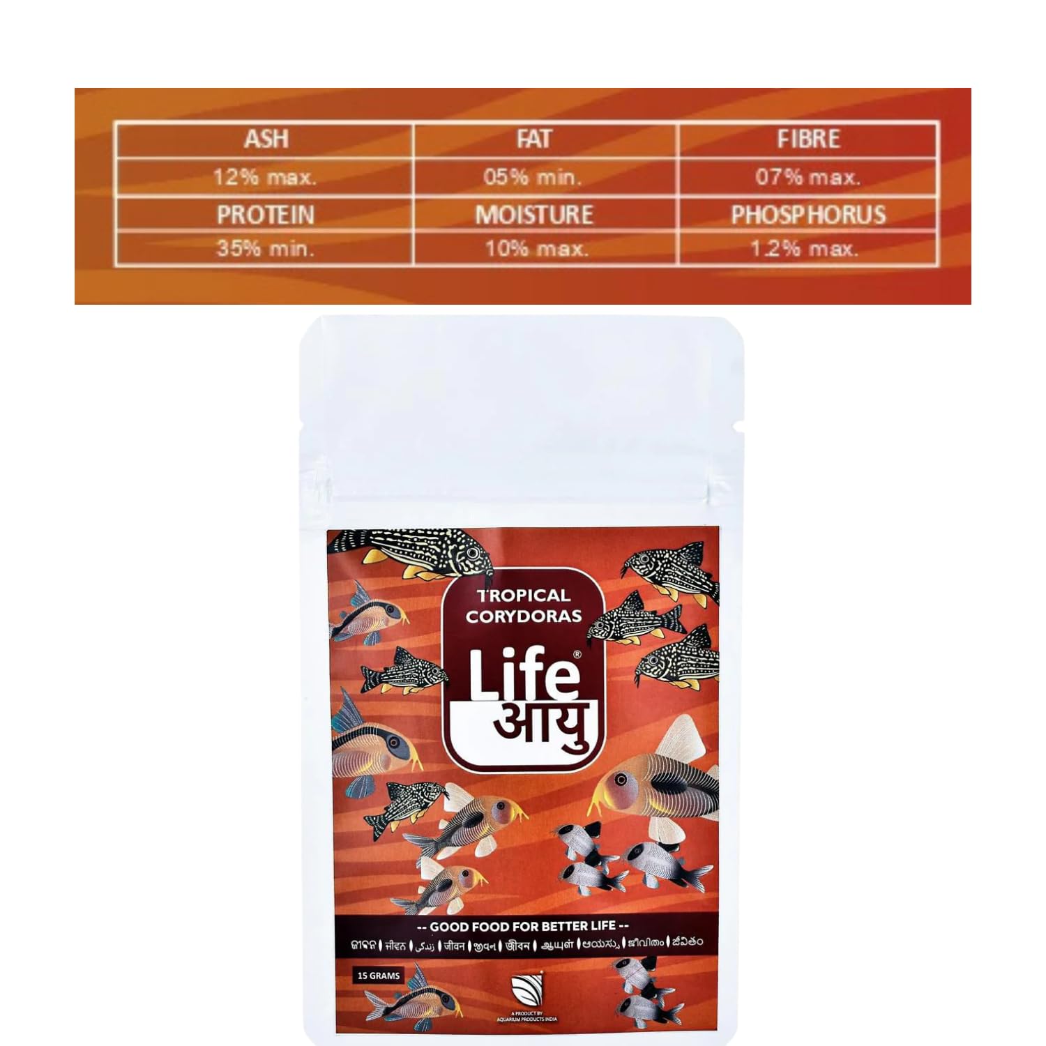 Life AAYU Tropical Corydoras Aquarium Fish Food | Immunity & Metabolism Booster | Ayurvedic Handmade Feed (15 GMS)