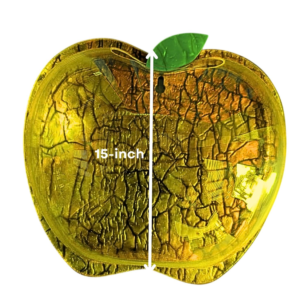 Wall Mount 15-inch Yellow Apple Shape Fish Bowl – Without Stand | Modern Aquarium for Home, Office & Café Décor | Space Saving Design | Elegant Fish Tank & Plant Terrarium | Compact Design