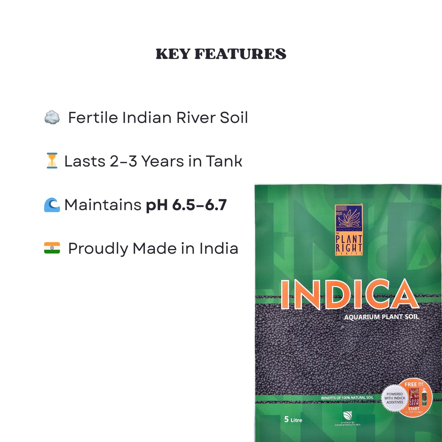 The Plant Right Series Indica Aqua Soil | Designed to Nourish Plants | Aquarium Plant Soil (5L)