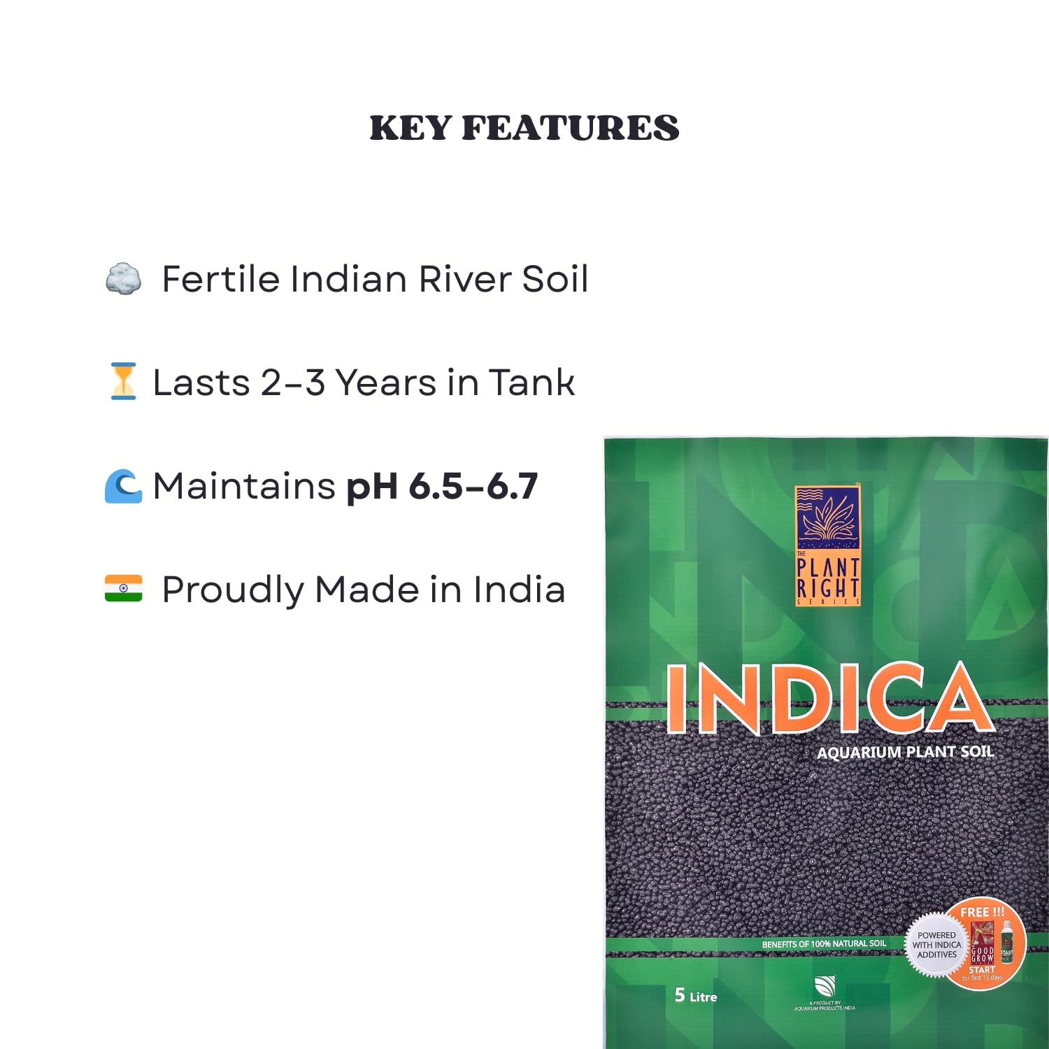 The Plant Right Series Indica Aqua Soil | Designed to Nourish Plants | Aquarium Plant Soil (5L)
