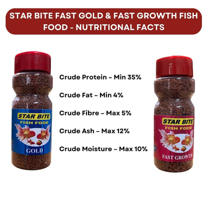 TUNAI SF+ Star Bite Gold and Fast Growth Fish Food | Combo Pack (100gms, Gold & Fast Growth), All Life Stages, Pellet