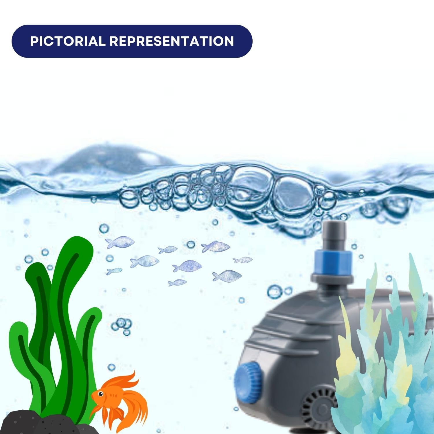 Dophin P2000 Submersible Filter Pump for Aquarium Fish Tank | Energy Efficient | Ideal for Marine/Fresh Water Fish Tank | Output: 750/700L/H | Suitable for Tank Size 150L | (Original from Tunai Store)