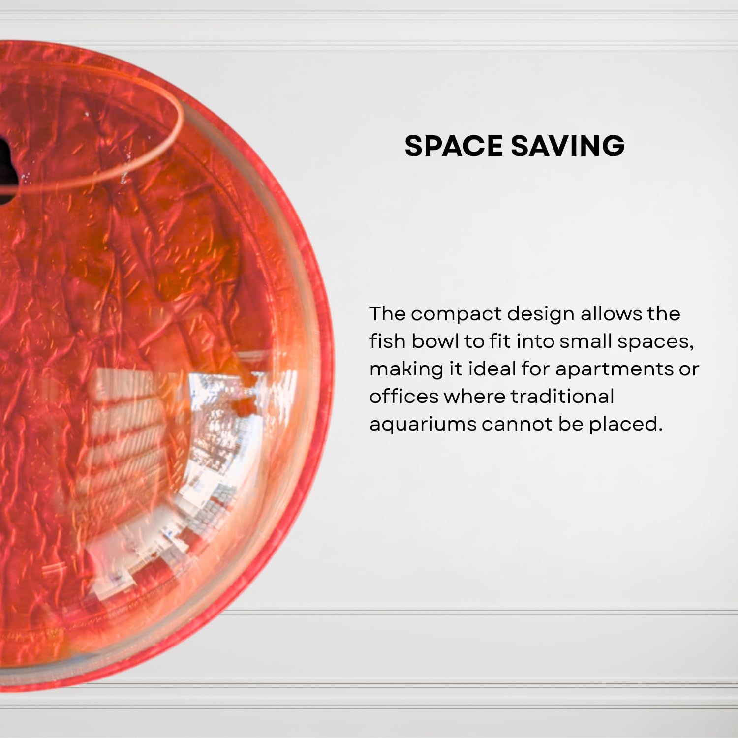 Wall Mount 9-inch Red Round Shape Fish Bowl – Without Stand | Modern Aquarium for Home, Office & Café Décor | Space Saving & Compact Design | Elegant Fish Tank & Plant Terrarium