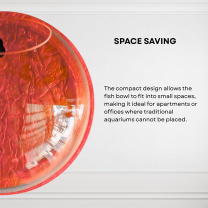 Wall Mount 9-inch Red Round Shape Fish Bowl – Without Stand | Modern Aquarium for Home, Office & Café Décor | Space Saving & Compact Design | Elegant Fish Tank & Plant Terrarium