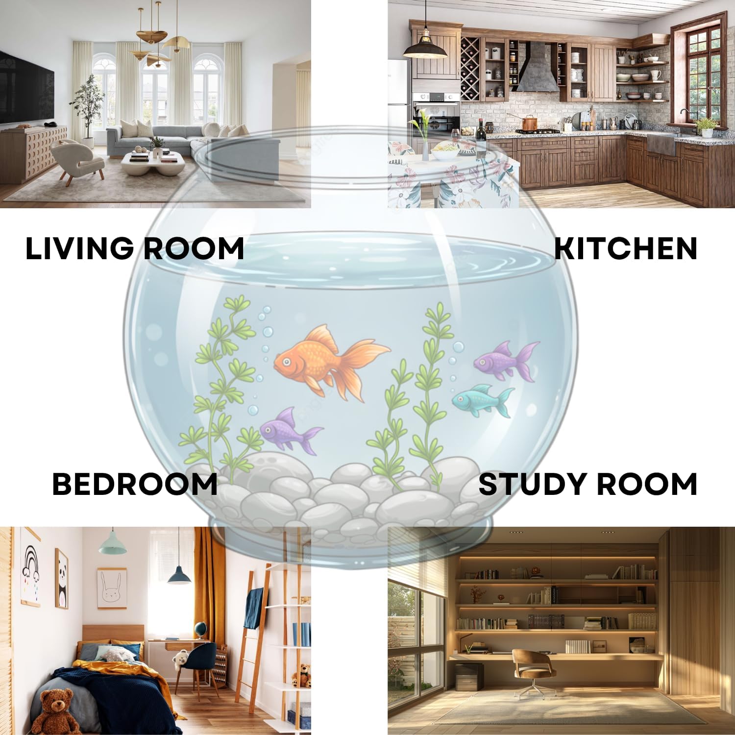 Transparent 4-inch Fish Bowl with Out Neck Collar, Suitable for Small Fish, Plants | Optimum Fish Tank Choice for Office & Home Decor