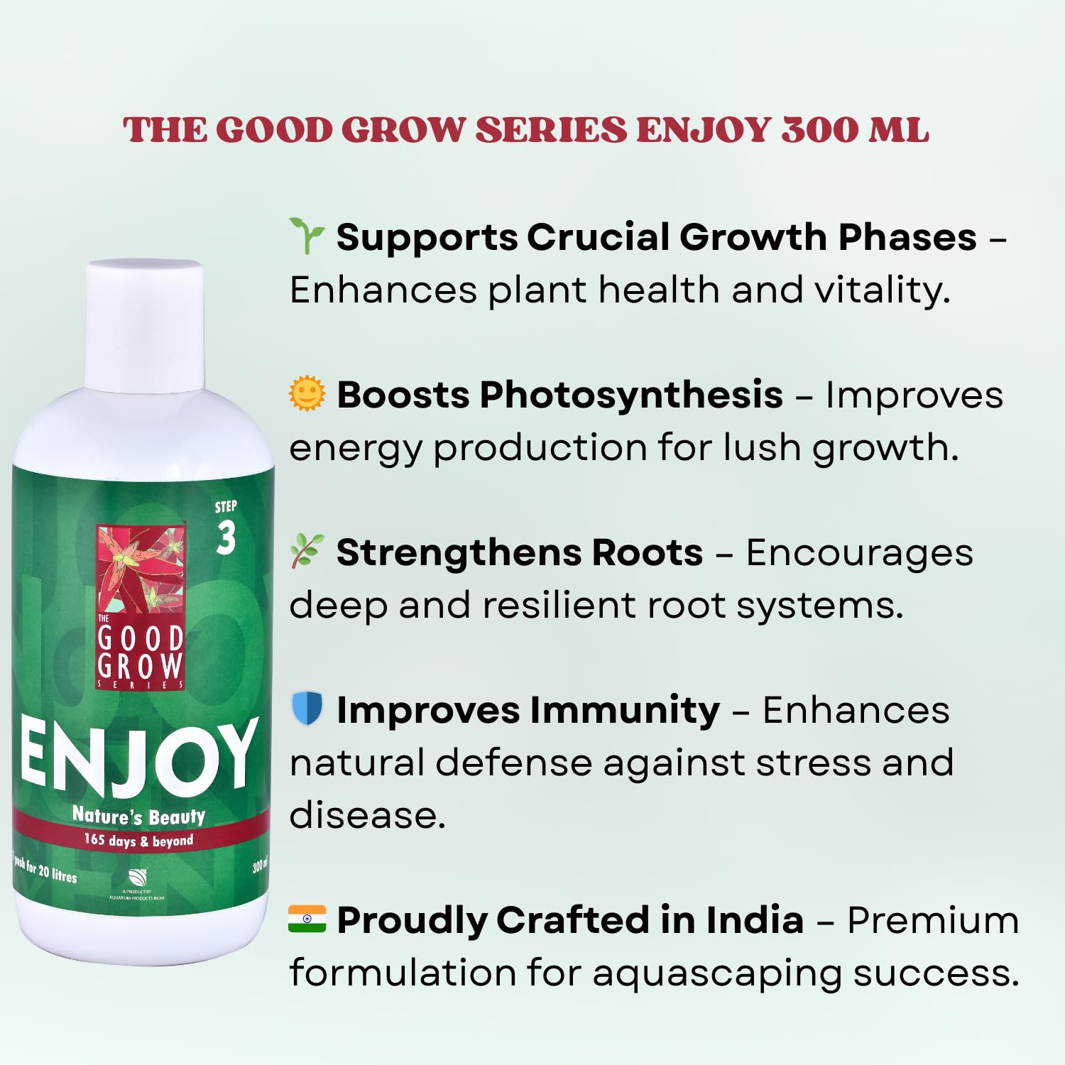 The Good Grow Series Enjoy | Boost Plant Growth & Immunity | Boosts Overall Health and Vitality of Aquarium Plants (300 ml)