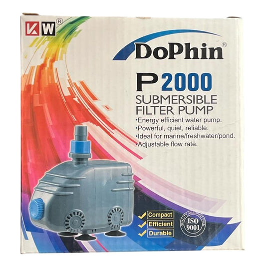 Dophin P2000 Submersible Filter Pump for Aquarium Fish Tank | Energy Efficient | Ideal for Marine/Fresh Water Fish Tank | Output: 750/700L/H | Suitable for Tank Size 150L | (Original from Tunai Store)