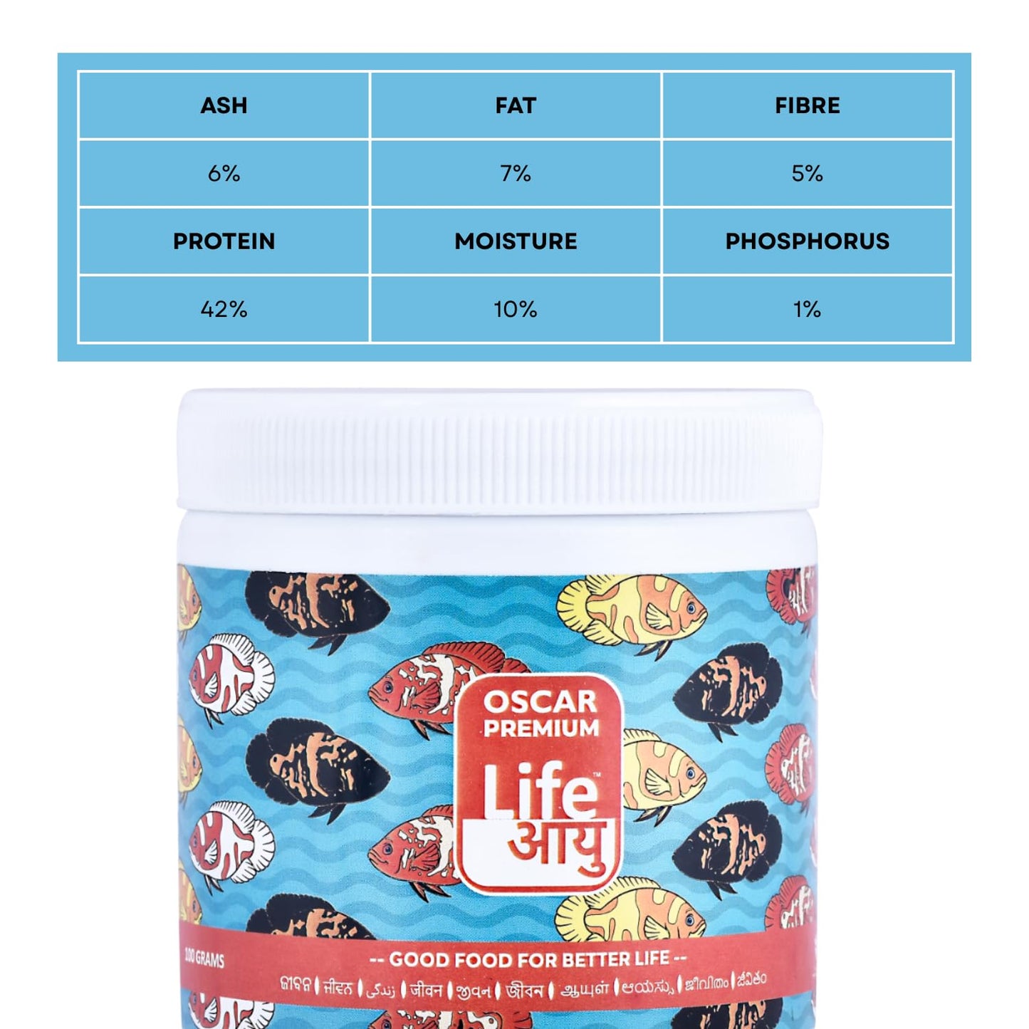 Life AAYU Oscar Premium Fish Food | Color-Boosting, Immunity-Enhancing Ayurvedic Pellets | (200 GMS)