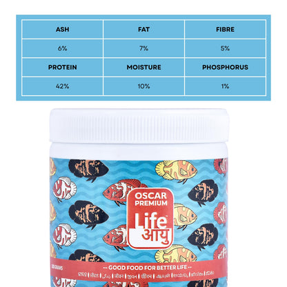Life AAYU Oscar Premium Fish Food | Color-Boosting, Immunity-Enhancing Ayurvedic Pellets | (200 GMS)