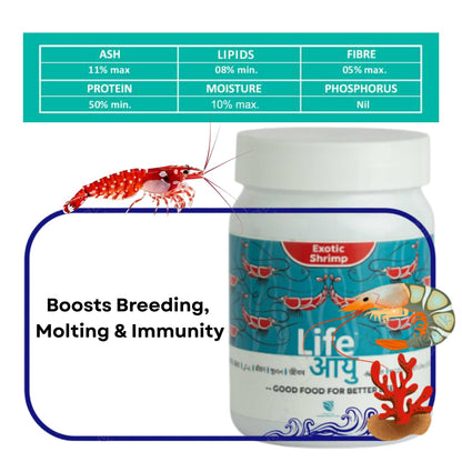 Life AAYU Shrimp Exotic Food | Ayurvedic Handmade Feed for Crystal Red & Caridina Shrimp | Boosts Breeding, Molting & Immunity | (30 GMS, Exotic)