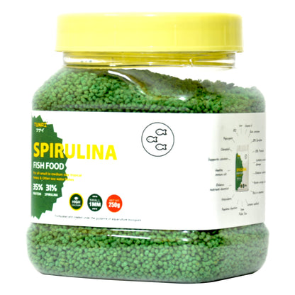 TUNAI 31% Spirulina Optimum Choice Fish Food |250G| Fish Feed for All Medium & Adult Tropical Fish |1Mm Pellets|, Better Color & Growth, 1 Count
