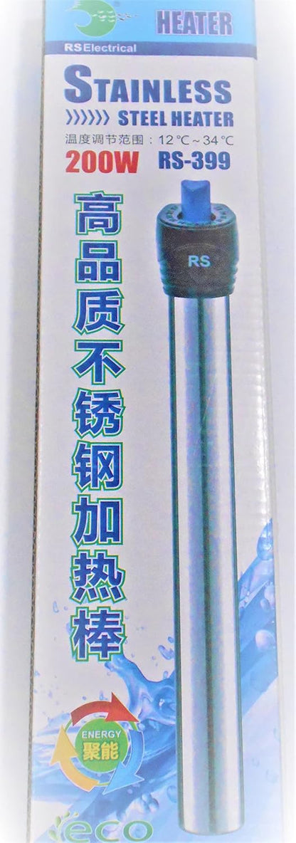 Rs Electrical Aquarium Steel Heater(200 Watt)With Auto On/Off Thermostat 3 To 4 Ft Tank Imported Submersible Aquarium Immersion High Stainless Steel Heater