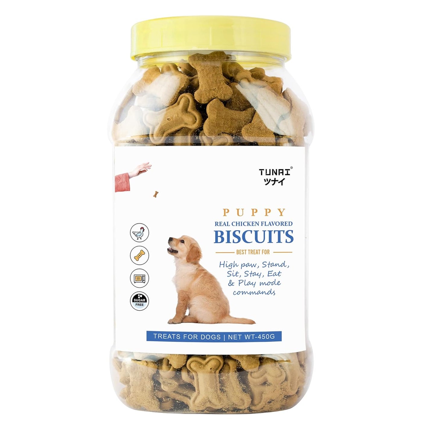 Tunai Crunchy Soft Real Chicken Puppy Dog Biscuits |450g| Best Treat for Training