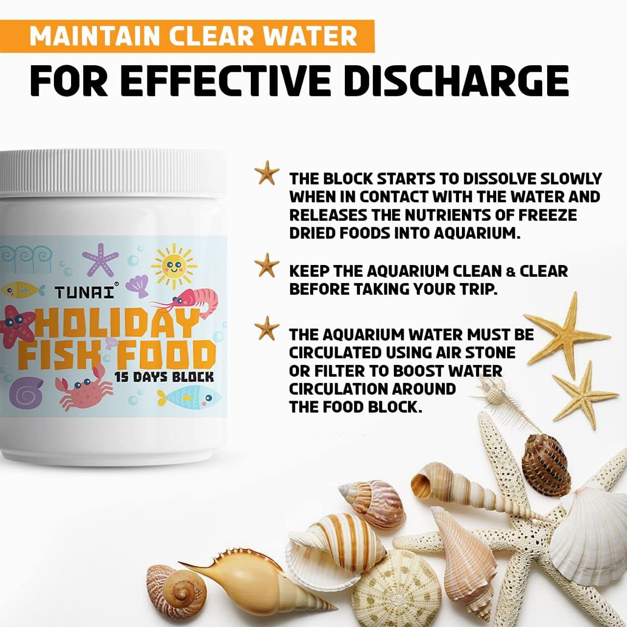 TUNAI Holiday All Life Stages Fish Food | Four Blocks | Fortified with Nutrients Each Block Lasts 4 Days Perfect Vacation Food for All Tropical Fish - 1 Count