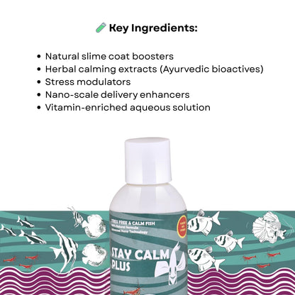 Life AAYU Stay Calm Plus Fish Food Supplement | Suitable for All Freshwater and Marine Fish | Improves Resistance to Infection | (50 ml)