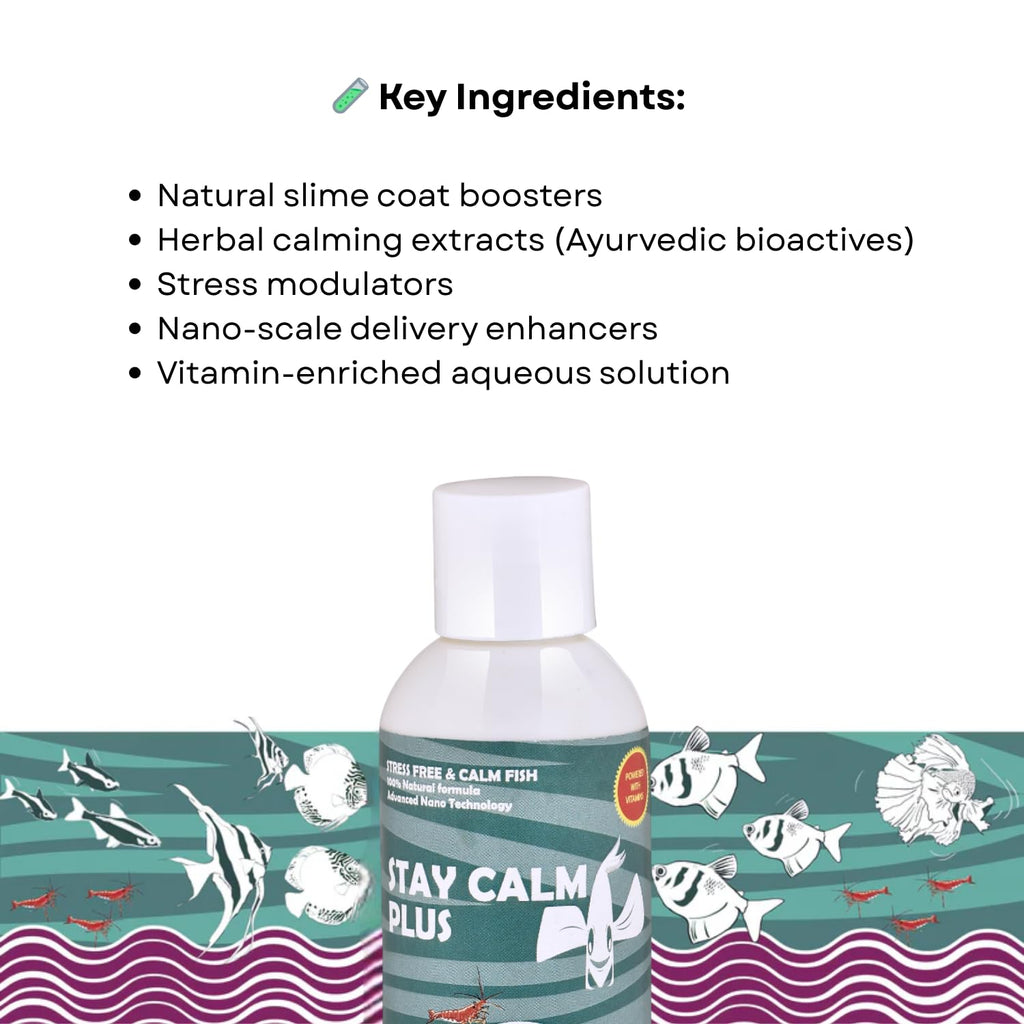 Life AAYU Stay Calm Plus Fish Food Supplement | Suitable for All Freshwater and Marine Fish | Improves Resistance to Infection | (100 ml)