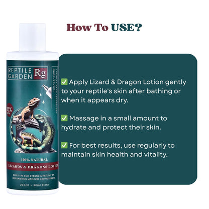 Reptile Garden Lizard & Dragon Lotion | Keep Your Lizard or Dragon’s Skin Soft, Hydrated, and Healthy (200 ml + 30 ml)