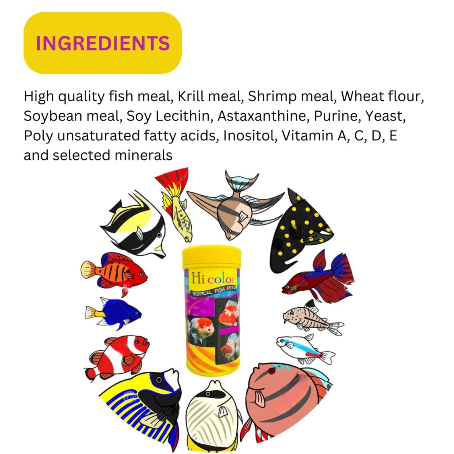 SF+ Hi-Color Tropical Fish Food | Overall Health and Vitality of Tropical Fishes | Originally from TUNAI Store (100gms, Pellets)