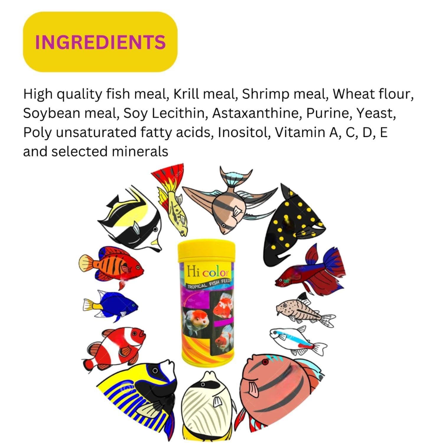 SF+ Hi-Color Tropical Fish Food | Overall Health and Vitality of Tropical Fishes | Originally from TUNAI Store (100gms, Pellets)