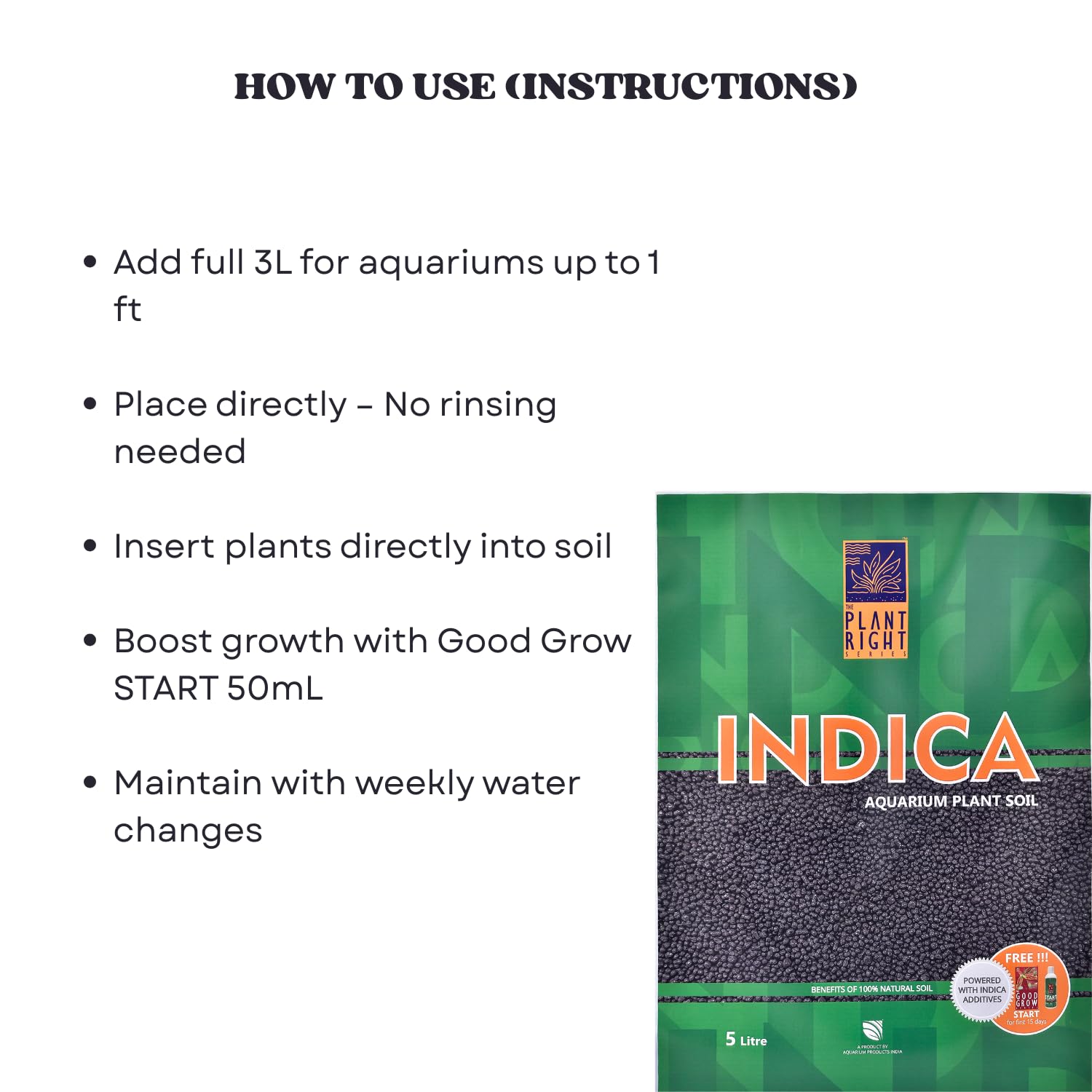 The Plant Right Series Indica Aqua Soil | Designed to Nourish Plants | Aquarium Plant Soil (5L)
