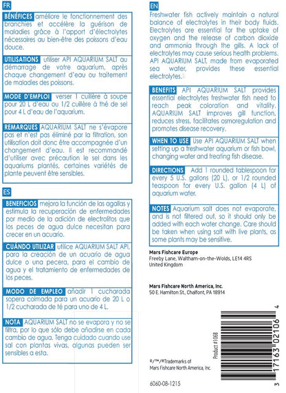 API Aquarium Salt - QT (33 OZ) / 0.94 KG