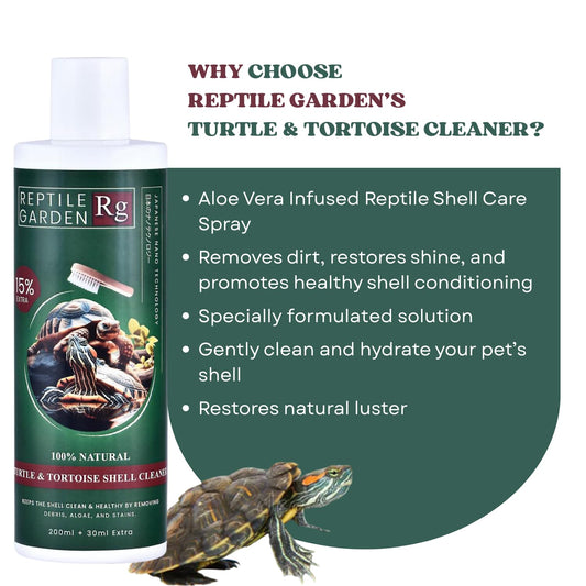 Reptile Garden Turtle & Tortoise Shell Cleaner | Aloe Vera Infused Reptile Shell Care Spray (200 ml + 30 ml)