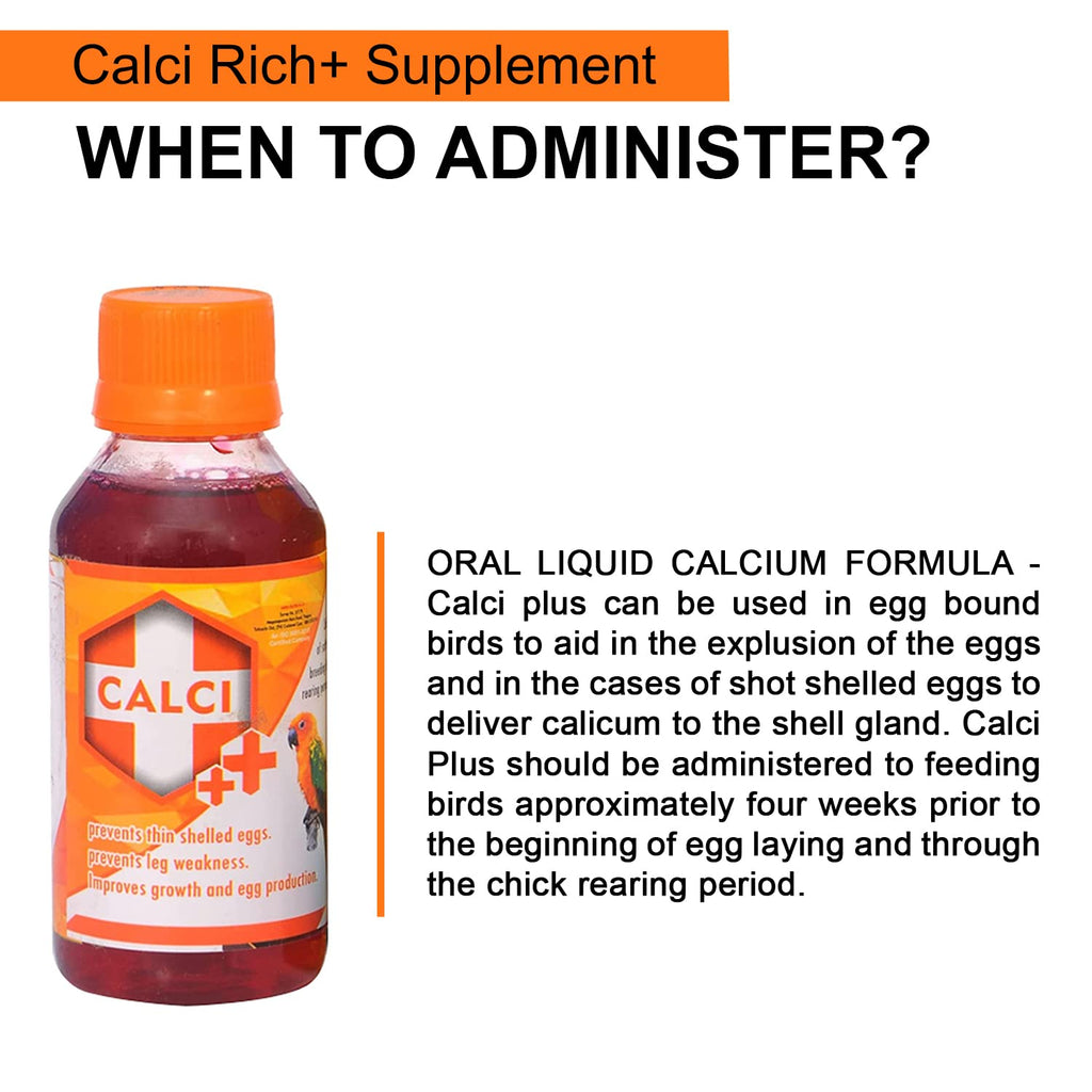 TUNAI SF+ Calci Plus|100ml|Prevents Thin Shelled Eggs,Stregthens Bones,Improves Growth & Egg Production,Also Aids in the explusion of Eggs For Birds