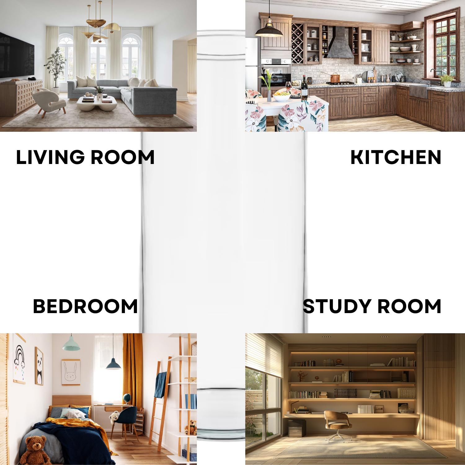 TUNAI 8-inch Cylindrical Fish Bowl for Small Fish, Plants | Optimum Fish Tank Choice for Office & Home Decor (White, Medium)