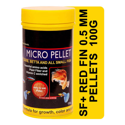TUNAI SF+ Micro Fish Food for Adult Tetra, Guppy, Barb, Bettas, Color Widow and Small Fish Groups, Effective for Color and Growth (100g - Micro Pellets)