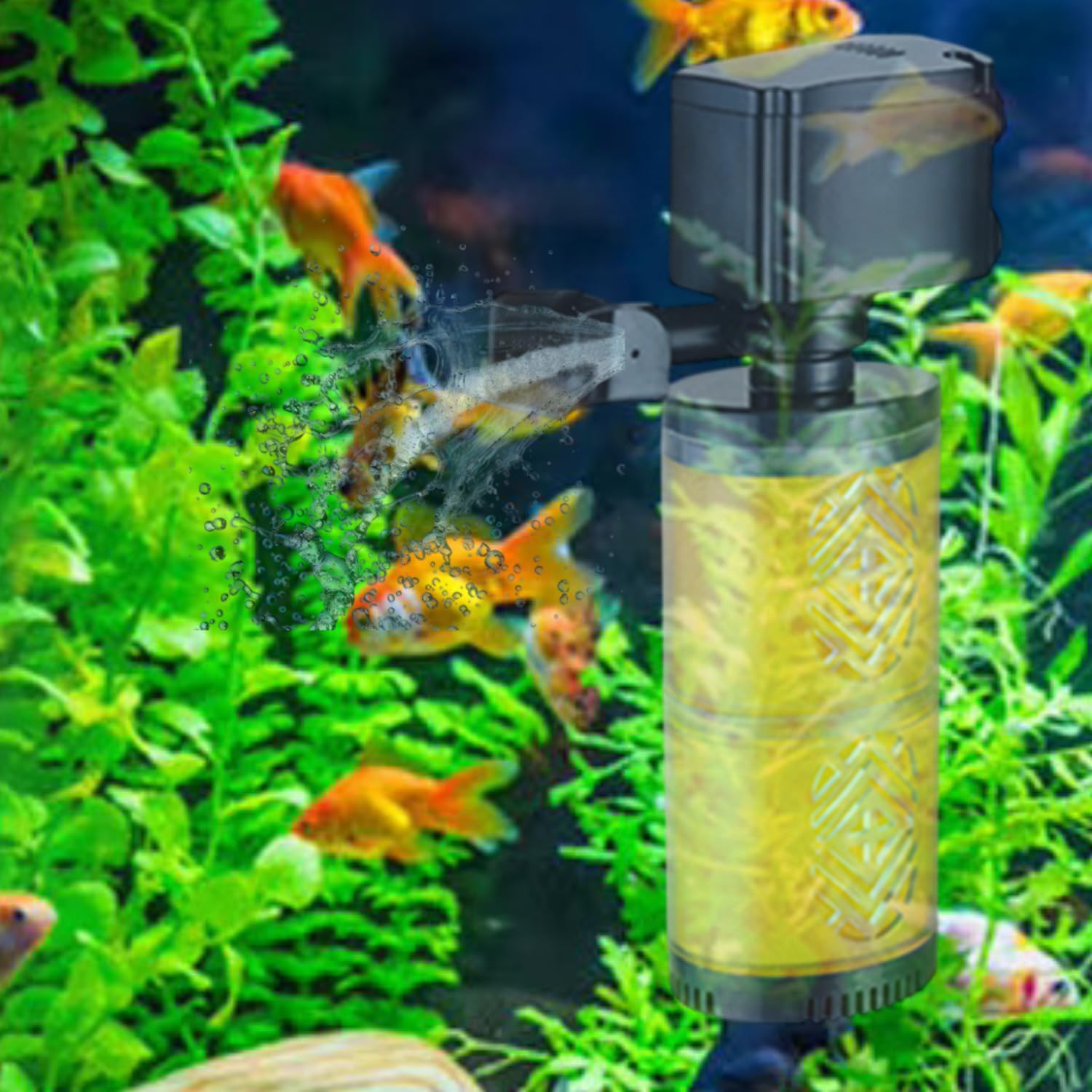 S0B0 FE-1502 Internal Filter for Aquarium Fish Tank | Absorbs Dirt & Cleans Water | Completely Submersible | for Fresh and Marine Water Tank | Power: 15W | F.Max: 1200L/H | Original from Tunai Store