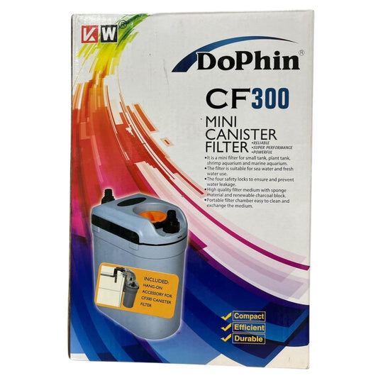 KW DOPHIN CF-300 Mini Canister Filter for Aquarium Fish Tank (Watt 20W, Max Output 410 L/H), Suitable for 40 litres Aquarium Fish Tank, Marine Aquarium (Original Import of Store TUNAI)