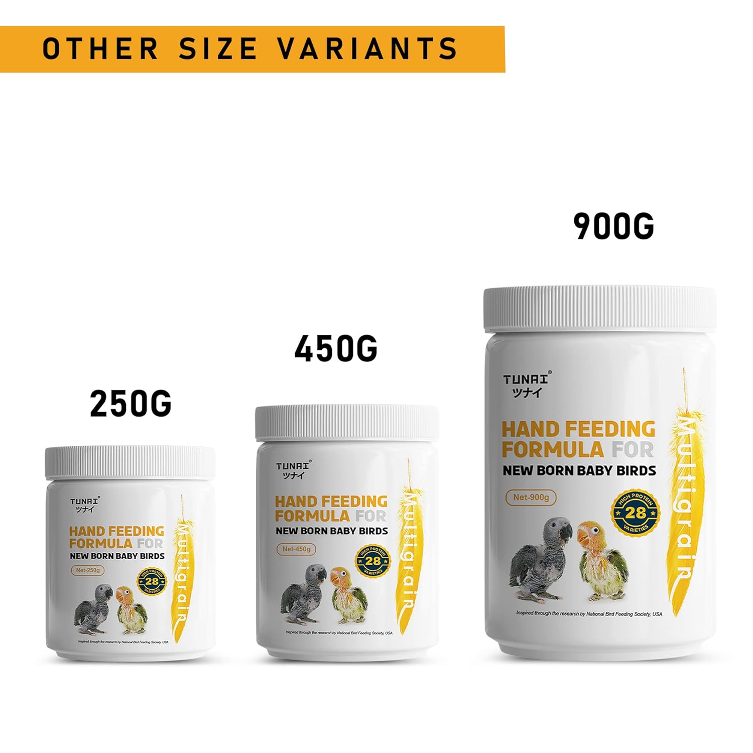 TUNAI Multi Grain Hand Feeding Formula Powder for Baby Birds | 450G | Essential for Love Birds, Conures, Parrots, & Cockatiel