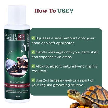 Reptile Garden Turtle & Tortoise Shell Lotion | Vitamin E & Essential Oil Enriched Moisturizer for Shell & Skin Health (100 ml)