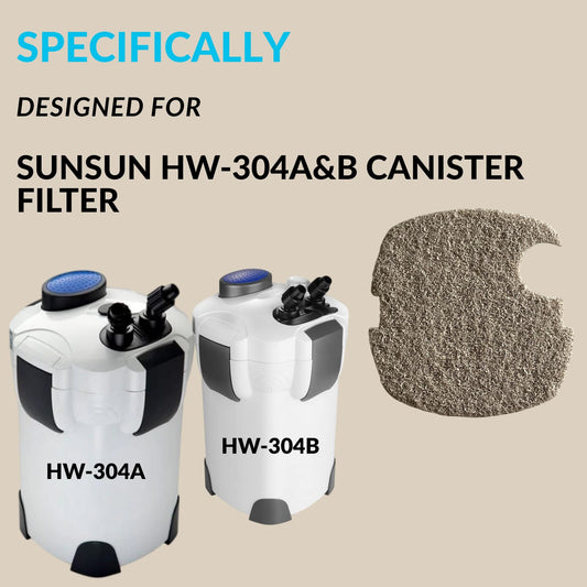 SUNSUN Ammonia Remove Infused Media Filter Pad (Pack of 2) | Suitable for HW-304A&B | Maintains a Safe and Healthy Aquatic Environment | Original from Tunai Store (Light Brown, HW-304A and HW-304B)