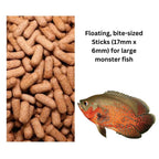 ON+ Colossus X2 Floating Fish Food Sticks | 200g |43% Rich Protein Sticks for Oscar, Cichlids, Arowana, Red Parrot & Other Monster Fish (Original Premium Fish Food Import from Tunai Store)