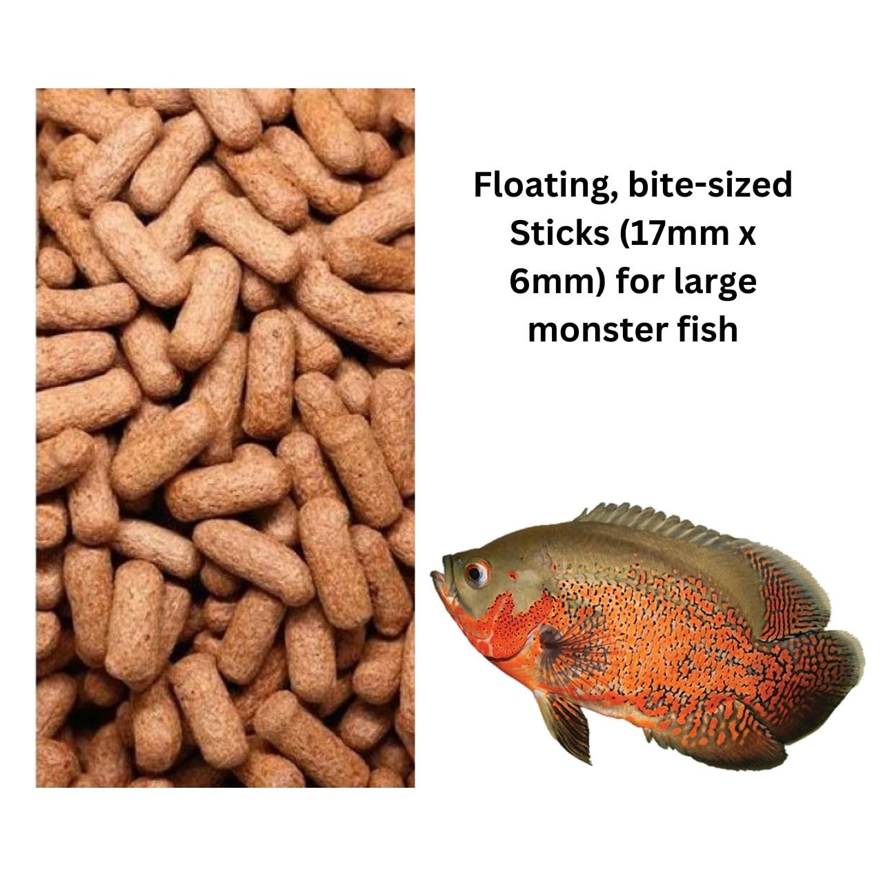 ON+ Colossus X2 Floating Protein Sticks Fish Food (Original from Tunai Store) | A Monster Fish Feast for Oscar, Cichlids, Arowana, Red Parrot & Other Monster Fish (500gms, Floating Sticks)