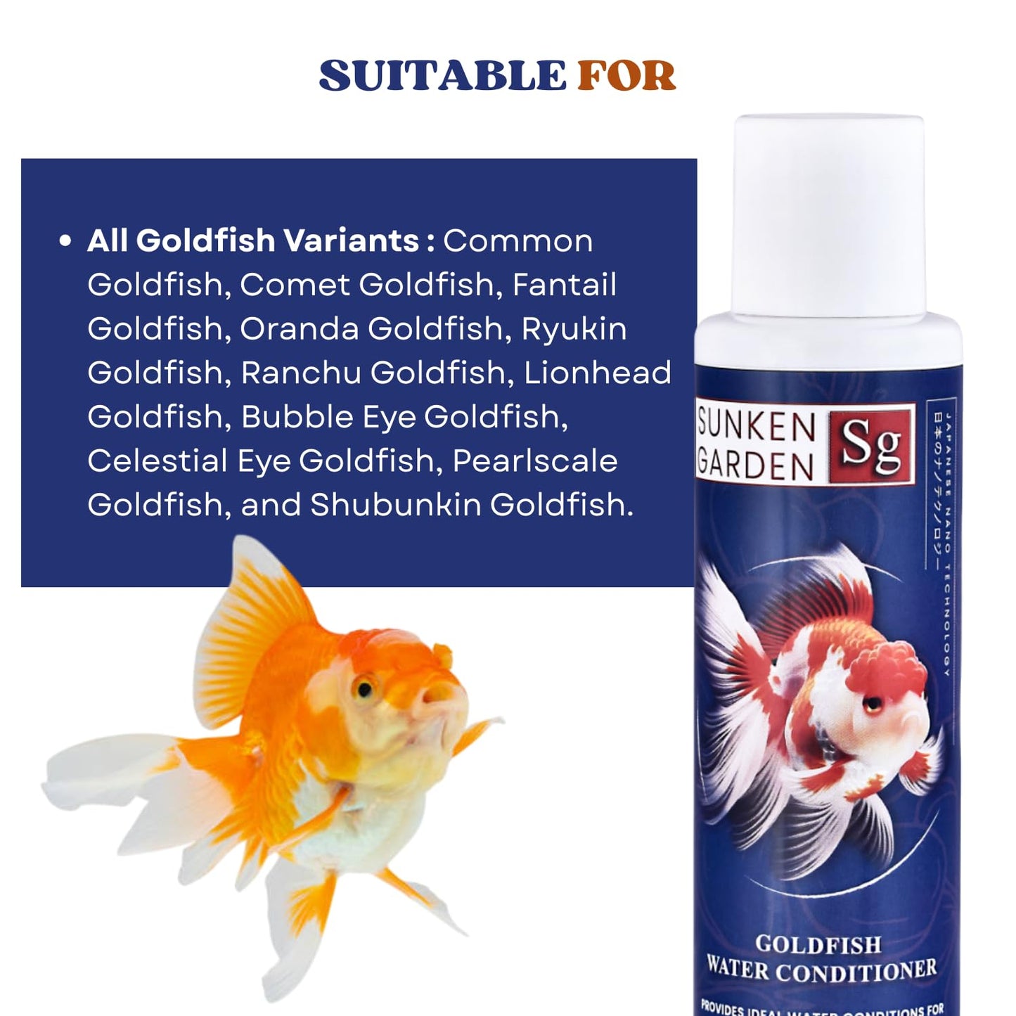 Sunken Garden Goldfish Water Conditioner | pH Stabilizer + Dechlorinator + Parasite Prevention | Made for Indian Tap Water (100 ml)
