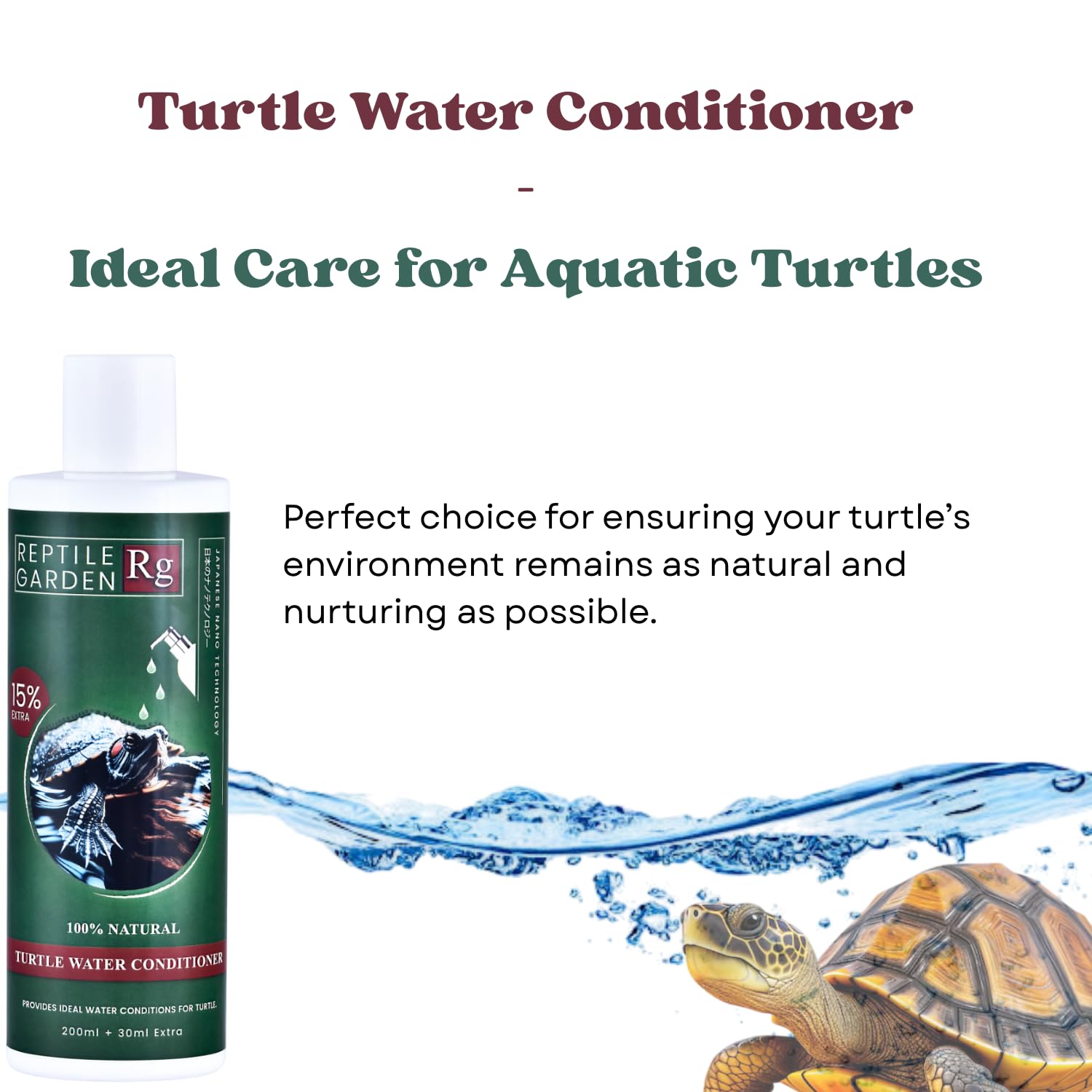 Reptile Garden Turtle Water Conditioner | Ideal Care for Aquatic Turtles | Supports Overall Health and Vitality (200 ml + 30 ml)