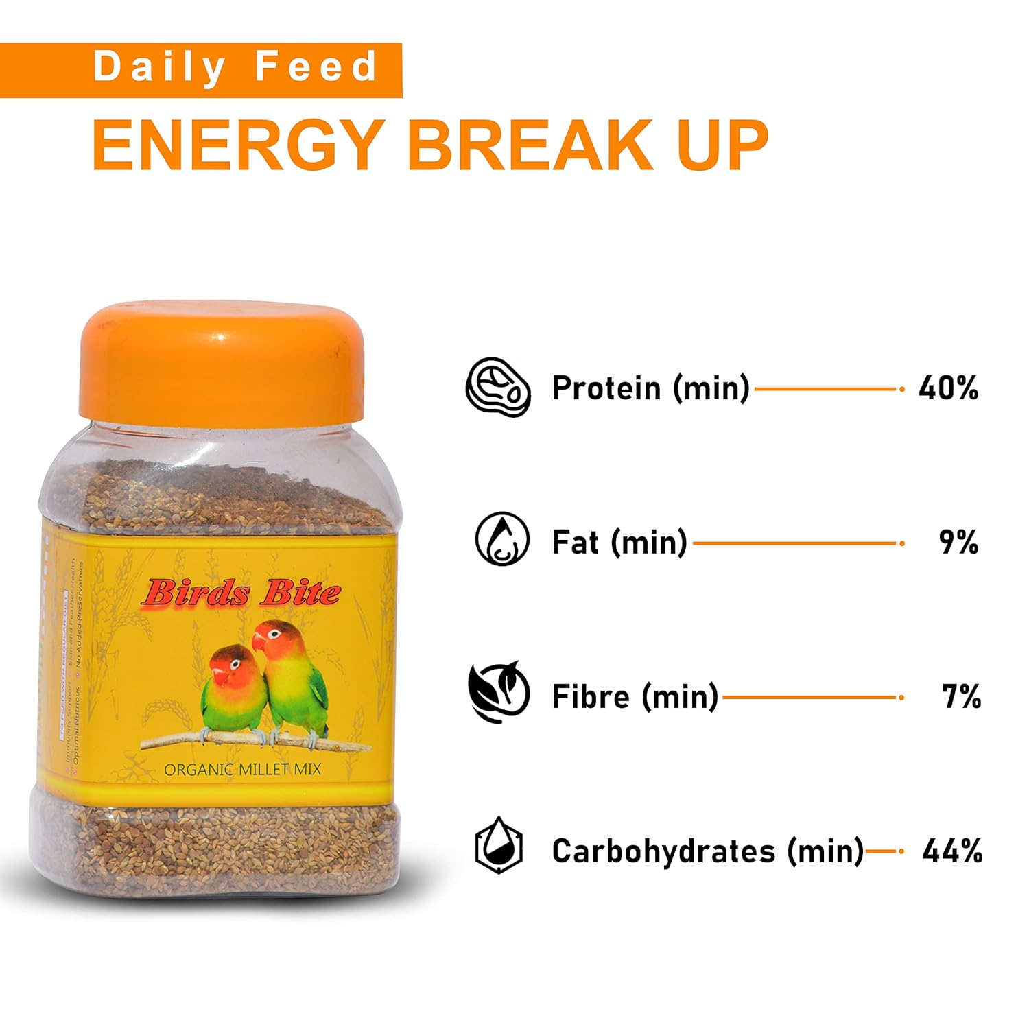 TUNAI SF+ Organic Millet Mix |600 G| Bird Food for Love Birds, Cockatiels, Finches, Conures, Parrots, Macaws, Senegals,All Life Stages