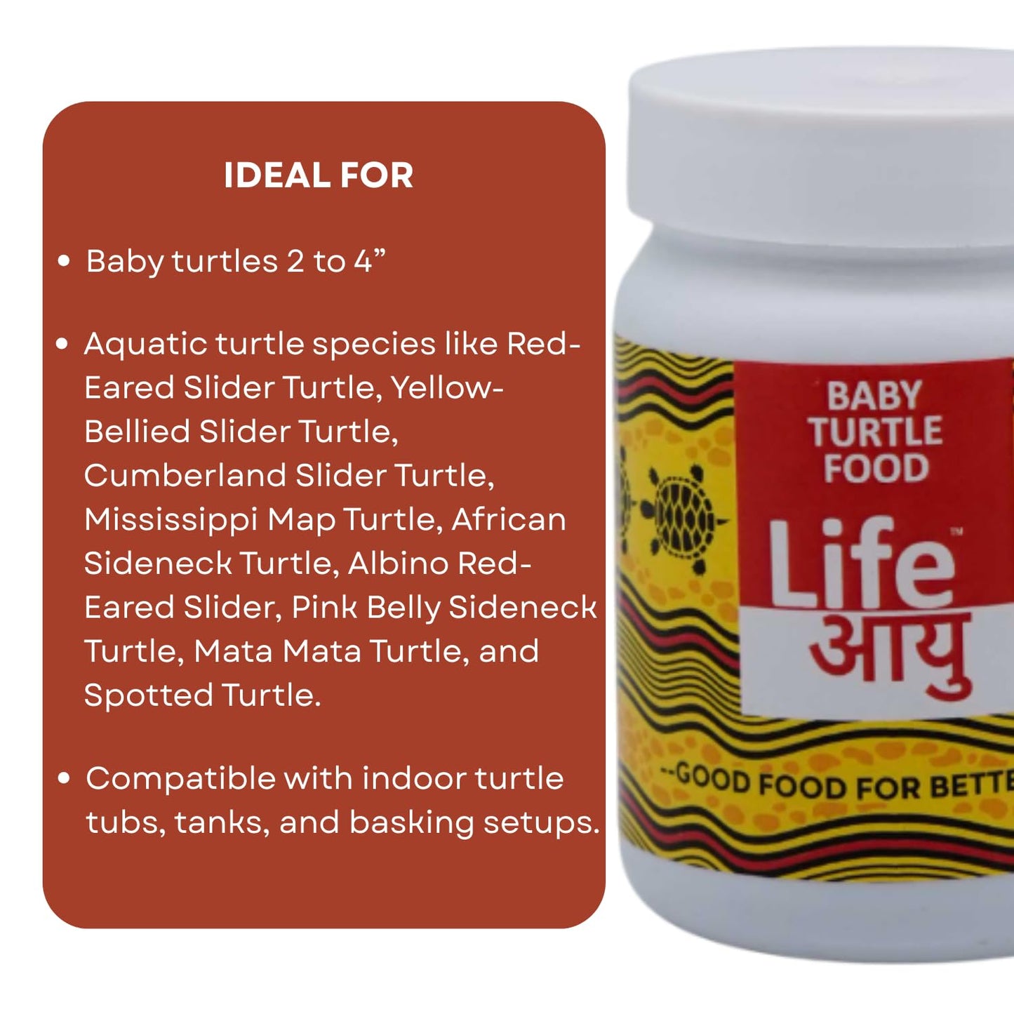 Life AAYU Baby Turtle Food | Ayurvedic Handmade Pellets for Shell Growth, Calcium & Vitality | for 2-inch to 4-inch Baby Turtles (70 GMS)